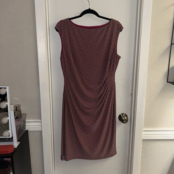 Lauren Ralph Lauren Pink Print Ruched Boatneck Sleeveless Pullover Dress Size 16 - Picture 2 of 11